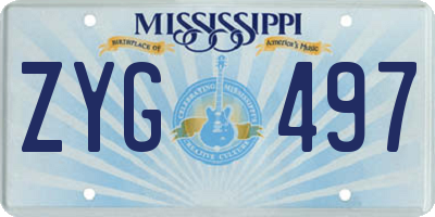MS license plate ZYG497