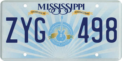 MS license plate ZYG498