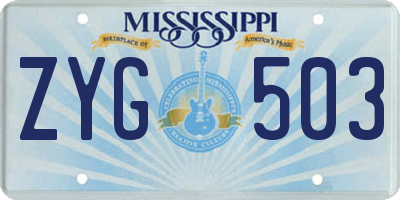 MS license plate ZYG503