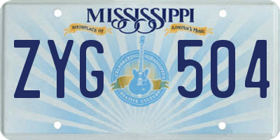 MS license plate ZYG504