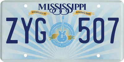 MS license plate ZYG507