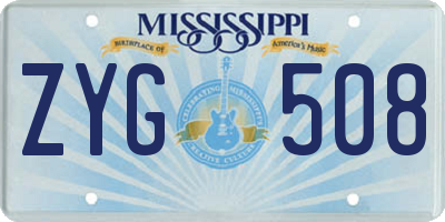 MS license plate ZYG508