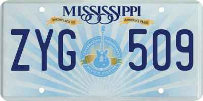 MS license plate ZYG509