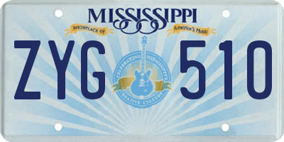 MS license plate ZYG510