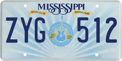 MS license plate ZYG512