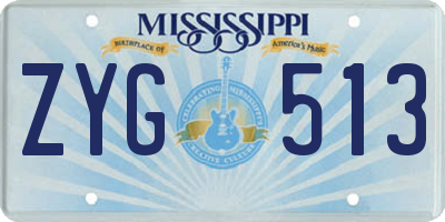 MS license plate ZYG513