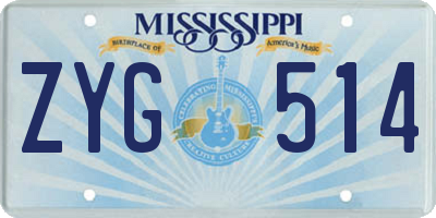 MS license plate ZYG514