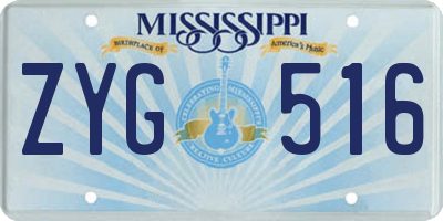 MS license plate ZYG516