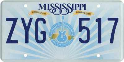 MS license plate ZYG517