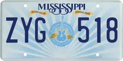 MS license plate ZYG518