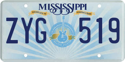 MS license plate ZYG519