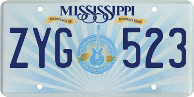 MS license plate ZYG523