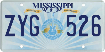MS license plate ZYG526