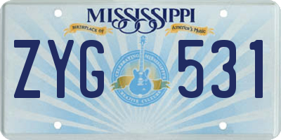 MS license plate ZYG531
