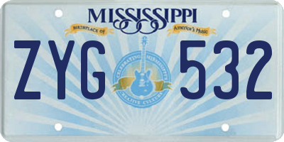 MS license plate ZYG532