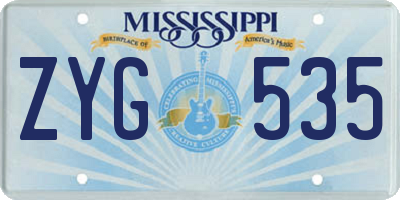 MS license plate ZYG535