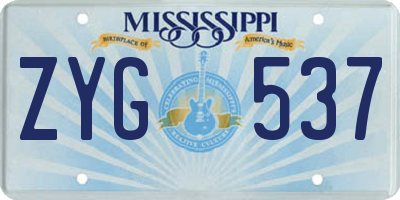 MS license plate ZYG537