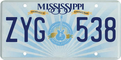 MS license plate ZYG538