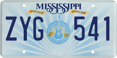 MS license plate ZYG541