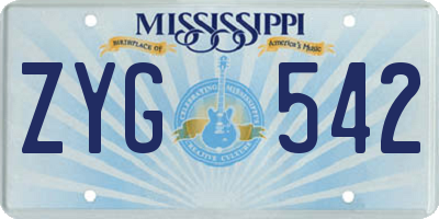 MS license plate ZYG542