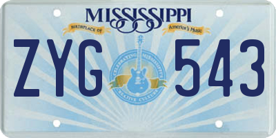 MS license plate ZYG543