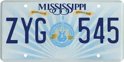 MS license plate ZYG545