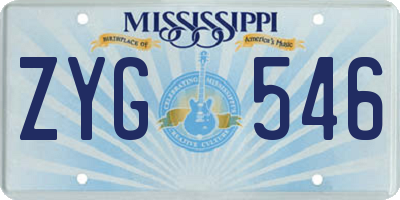 MS license plate ZYG546