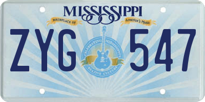 MS license plate ZYG547