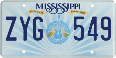 MS license plate ZYG549