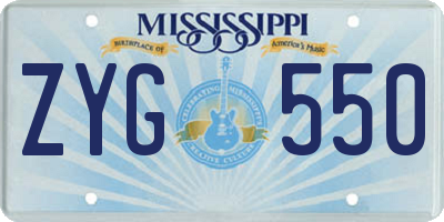 MS license plate ZYG550