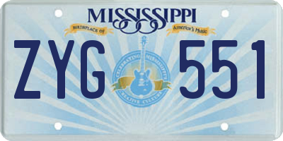 MS license plate ZYG551