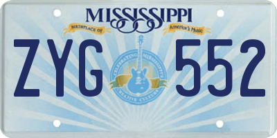 MS license plate ZYG552