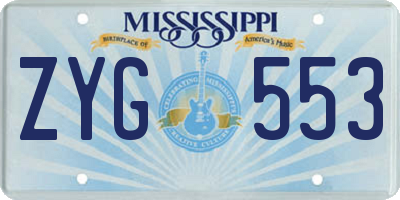 MS license plate ZYG553