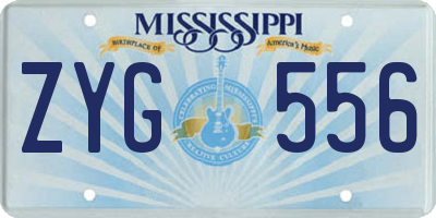 MS license plate ZYG556