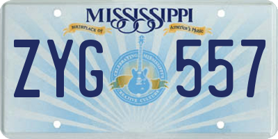 MS license plate ZYG557