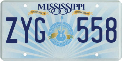 MS license plate ZYG558