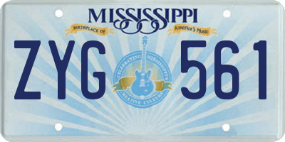 MS license plate ZYG561