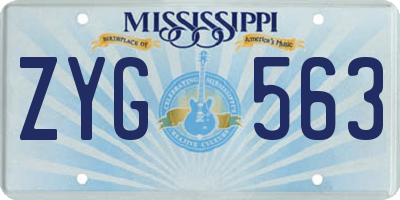 MS license plate ZYG563