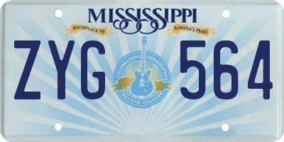 MS license plate ZYG564
