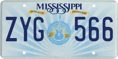 MS license plate ZYG566