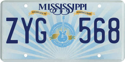 MS license plate ZYG568