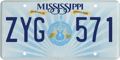 MS license plate ZYG571