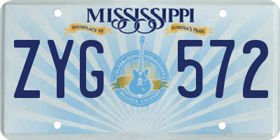 MS license plate ZYG572
