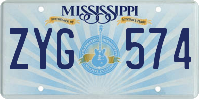 MS license plate ZYG574