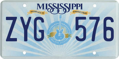 MS license plate ZYG576