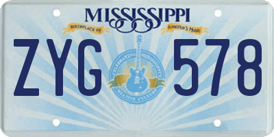 MS license plate ZYG578