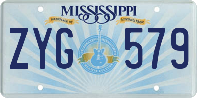 MS license plate ZYG579