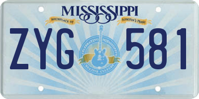 MS license plate ZYG581