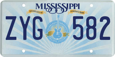 MS license plate ZYG582