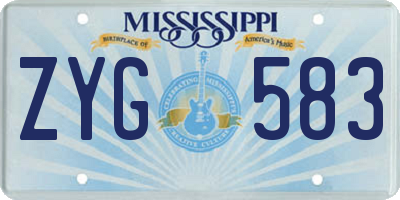 MS license plate ZYG583